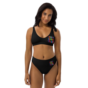 SLC Rainbow Drip Black high-waisted bikini