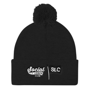 Signature Logo Embroidered Pom Pom Knit Cap in Multiple colors