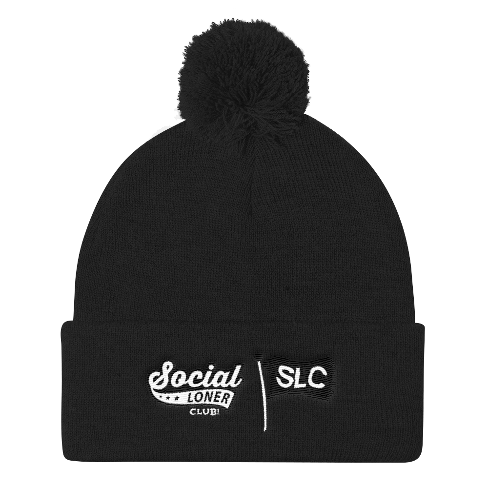 Signature Logo Embroidered Pom Pom Knit Cap in Multiple colors