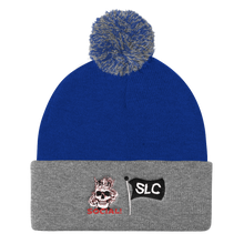 Crown Holder Pom Pom Embroidered Knit Cap in Multiple colors