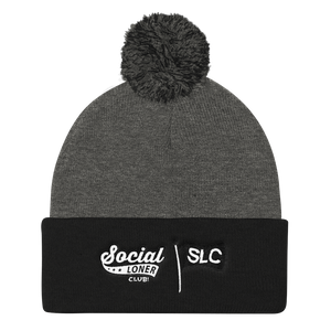 Signature Logo Embroidered Pom Pom Knit Cap in Multiple colors