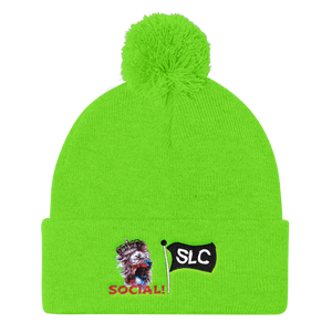 King of the Jungle Embroidered Pom Pom Knit Cap