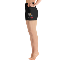 "No Love Lost' Black All-Over Yoga Shorts