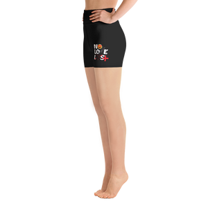 "No Love Lost' Black All-Over Yoga Shorts