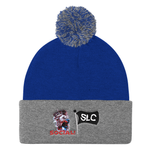 King of the Jungle Embroidered Pom Pom Knit Cap