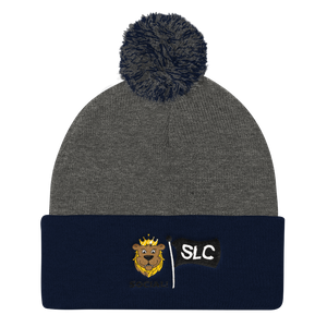 Young King Embroidered Pom Pom Knit Cap