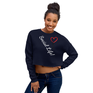 No Love Lost "Social Life" white script Crop Sweatshirt