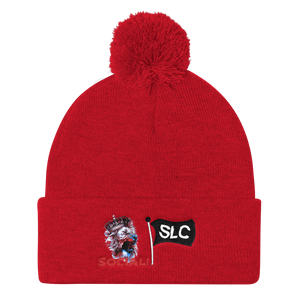 King of the Jungle Embroidered Pom Pom Knit Cap