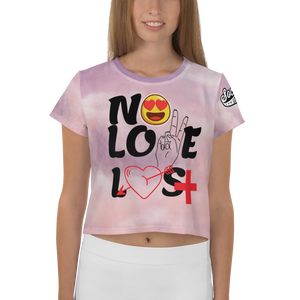 "No Love Lost" Clouds All-Over Print Crop Tee
