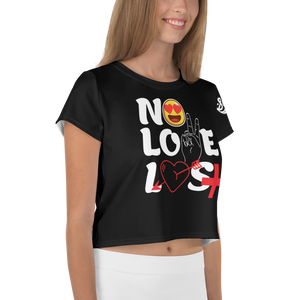 "No Love Lost" Black All-Over Print Crop Tee