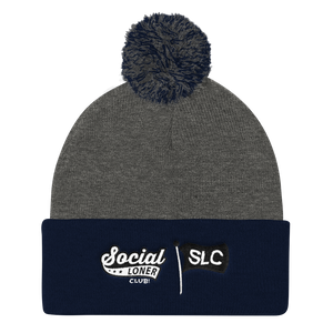 Signature Logo Embroidered Pom Pom Knit Cap in Multiple colors