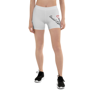 Social Life Grey All-Over Biker Shorts