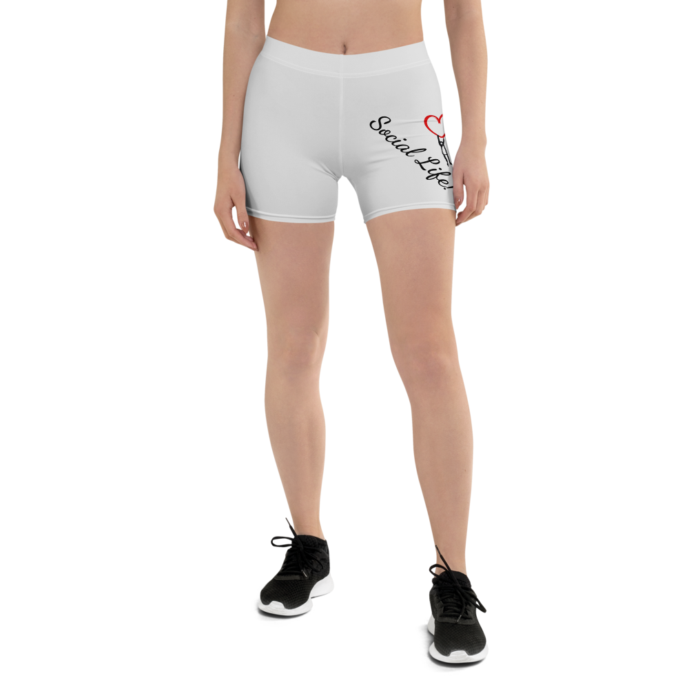 Social Life Grey All-Over Biker Shorts