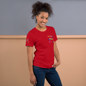 Rainbow SLC Left Chest & Back Logo in Red Short-Sleeve Unisex T-Shirt
