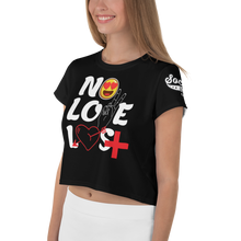 "No Love Lost" Black All-Over Print Crop Tee