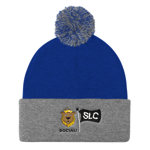 Young King Embroidered Pom Pom Knit Cap