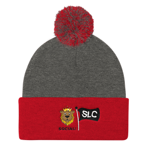 Young King Embroidered Pom Pom Knit Cap