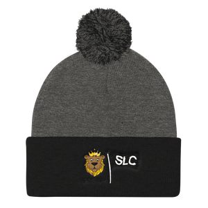 Young King Embroidered Pom Pom Knit Cap